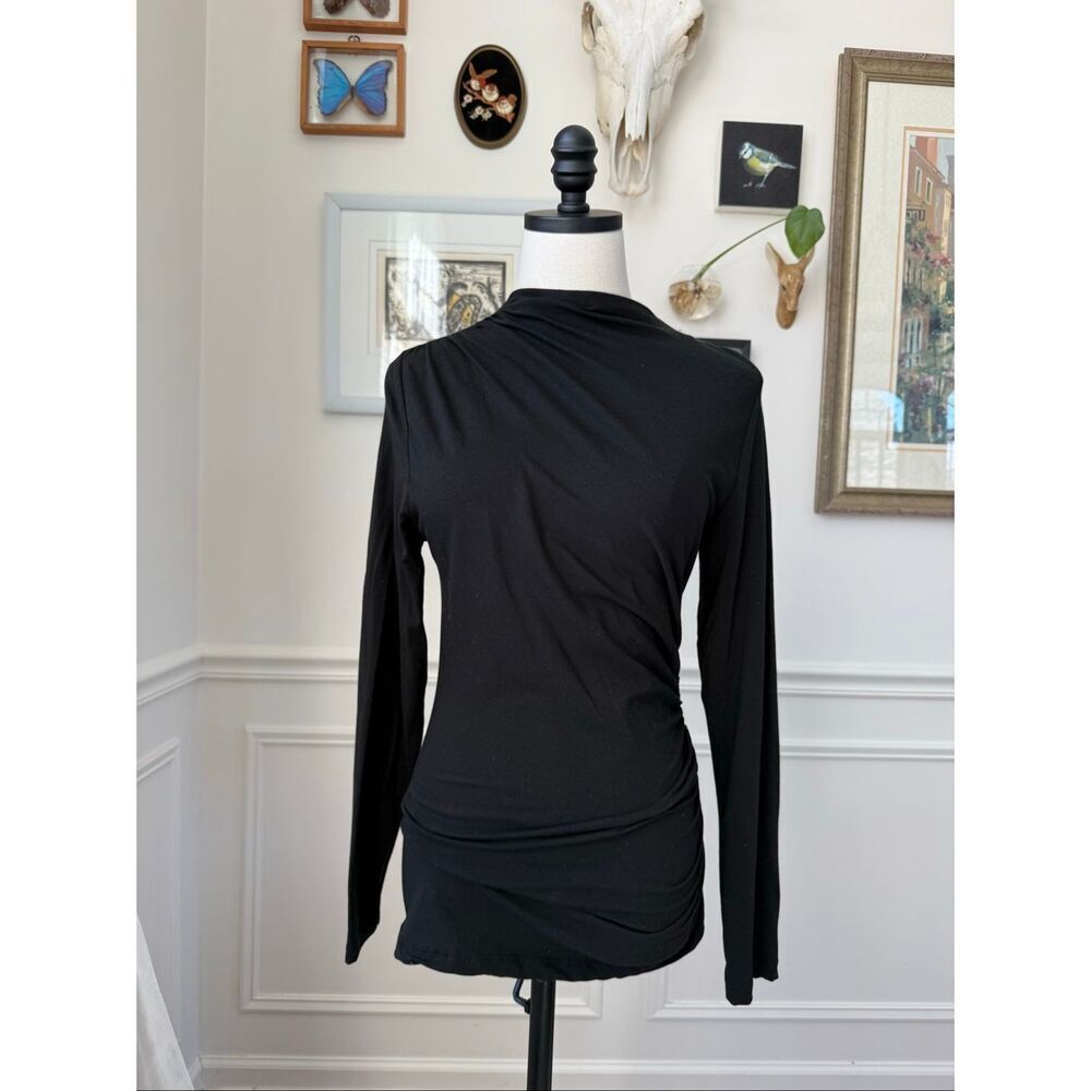 Habitual Funnel Neck Long Sleeve Top Black $80 L